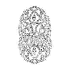 18 Karat White Gold and Diamonds Lace Statement Ring
