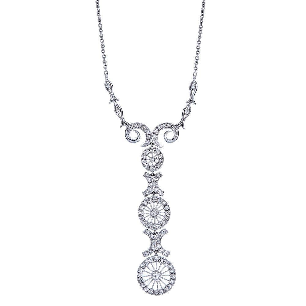 Beautiful Piece in 18k White Gold with 87 round cut diamonds, 0.91 carats total weight.