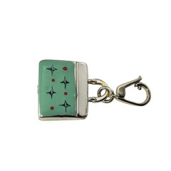 18 Karat White Gold and Enamel Handbag Charm