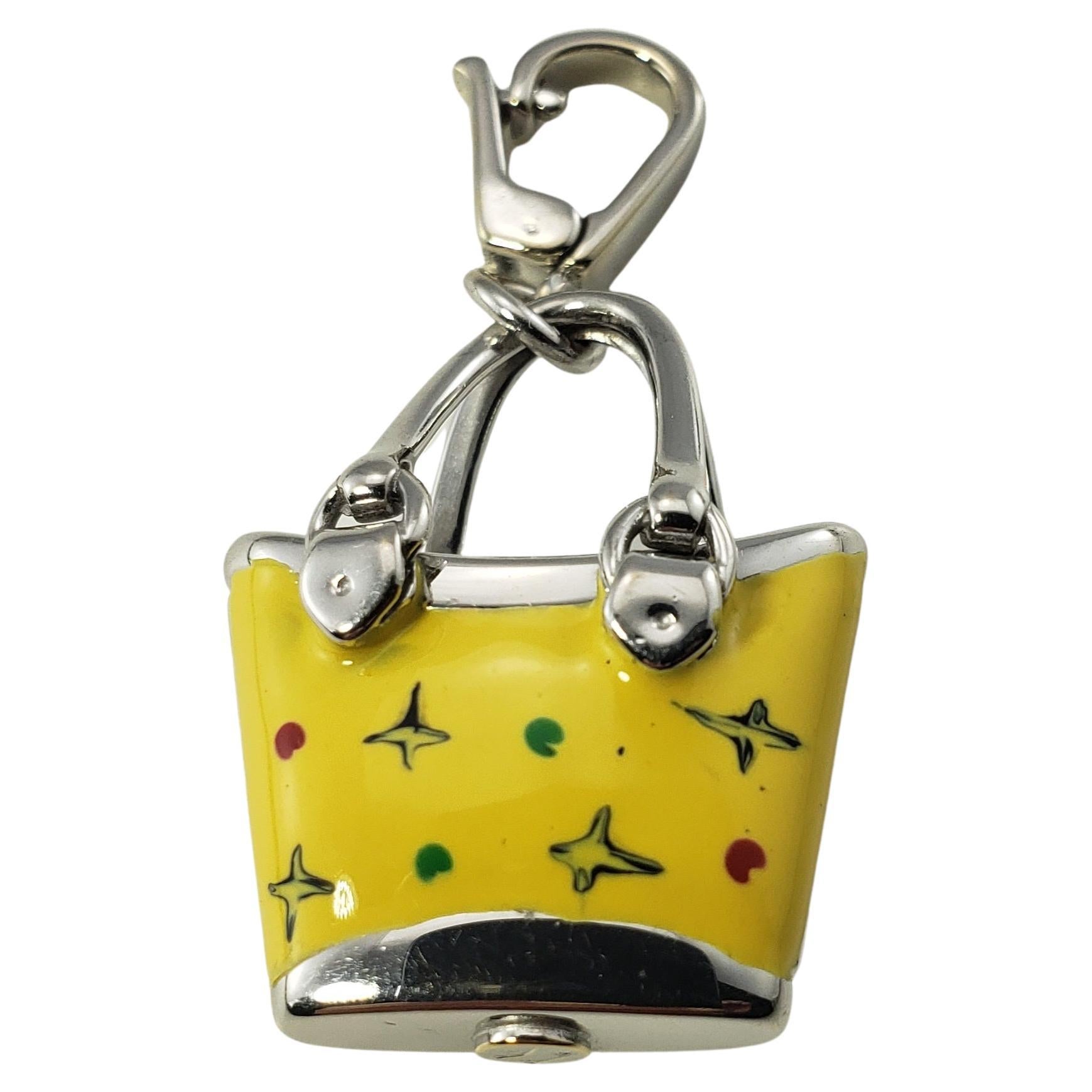 18 Karat White Gold and Enamel Handbag Charm