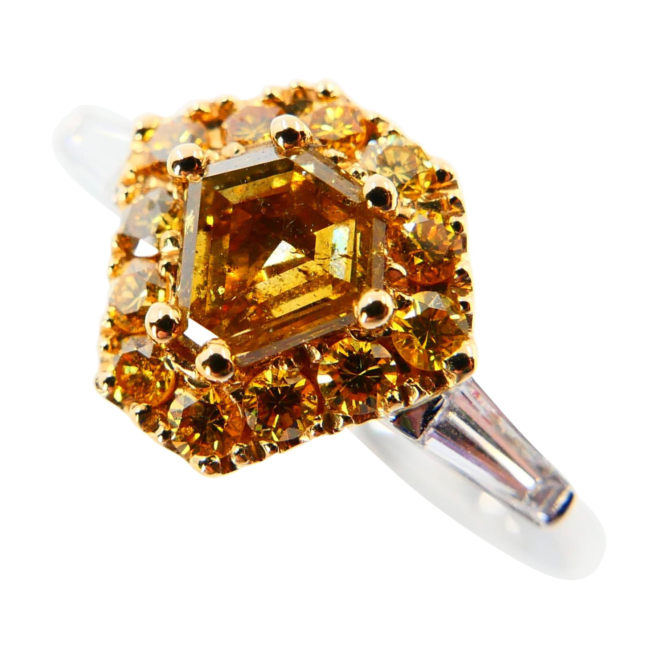 18 Karat White Gold and Fancy Vivid Yellow Diamond Cocktail Ring For Sale