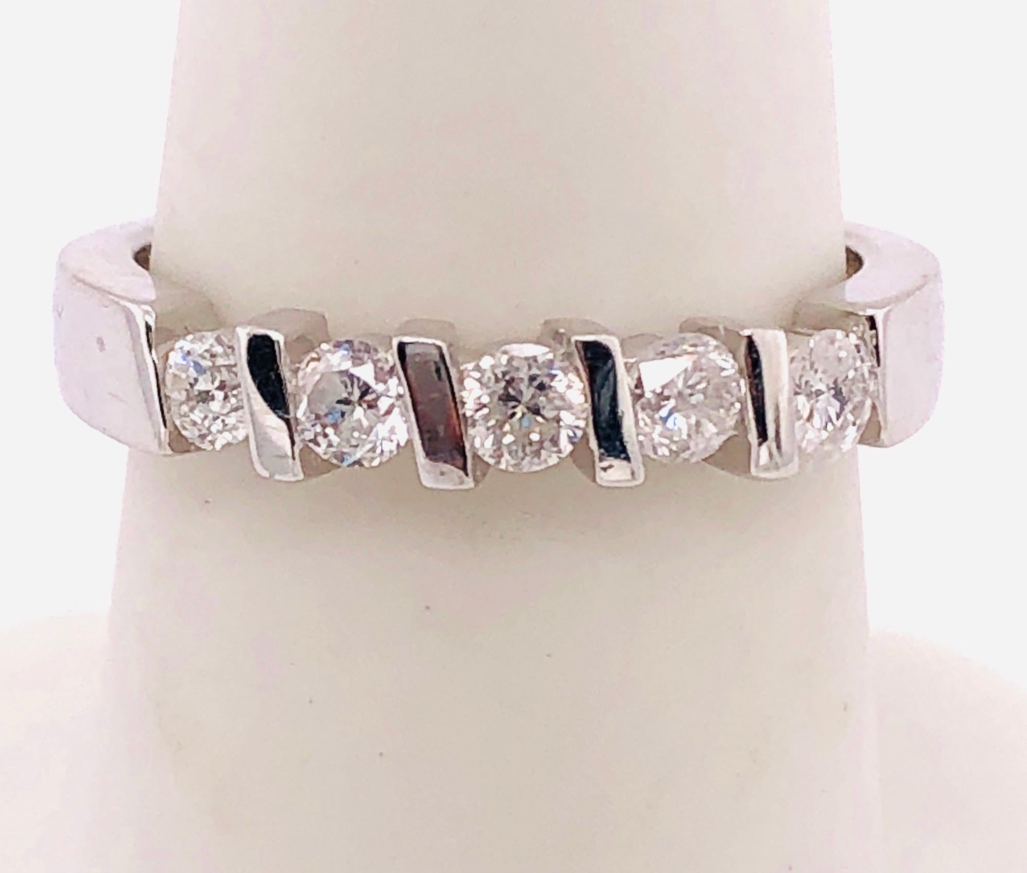 Women's or Men's 18 Karat White Gold Diamond Bridal/Band Ring For Sale