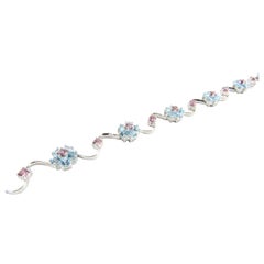 Vintage 18 Karat White Gold and Gemstone Flower Bracelet