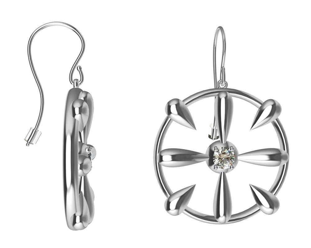 Le designer de Tiffany, Thomas Kurila, a créé ces boucles d'oreilles en or blanc 18 carats et diamants GIA. Le design de ces boucles d'oreilles est issu d'esquisses d'inspirations de travail du fer. Moins est plus dans certains cas. 2- 4mm  Diamants