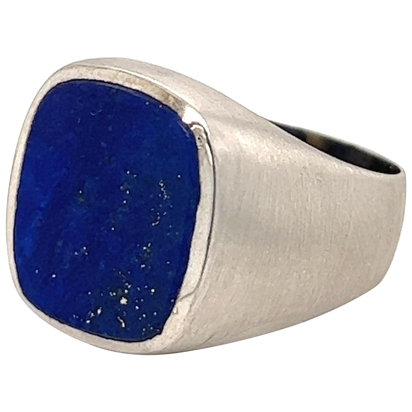 Siegelring aus 18 Karat Weißgold und Lapislazuli