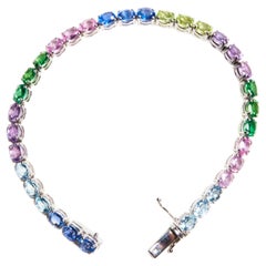 Bracelet en or blanc 18 carats et pierres multicolores