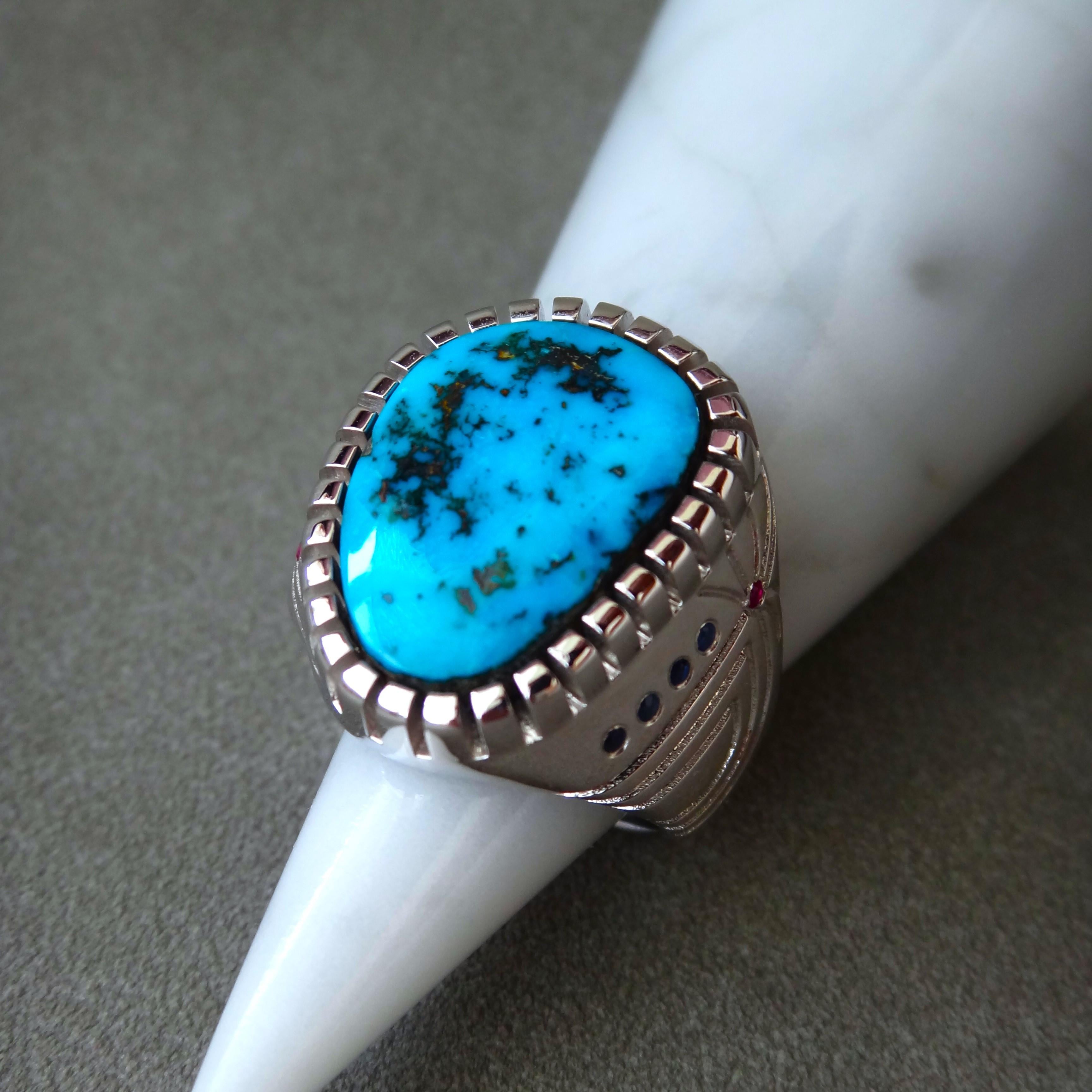 white gold and turquoise ring