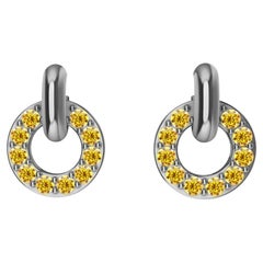 18 Karat White Gold and Natural Vivid Yellow Diamonds Petite Dangle Earrings