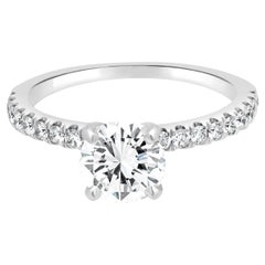 18 Karat White Gold and Platinum Round Brilliant Cut Diamond Engagement Ring