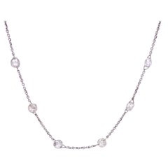 18 Karat White Gold and Rose Cut White Diamond Necklace