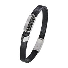 18 Karat White Gold and Rubber Brown Diamond Thorax Men's Bracelet