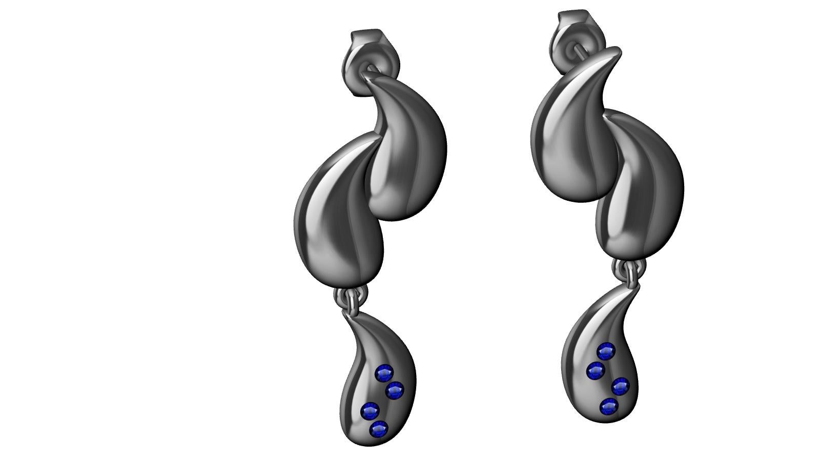 18 Karat White Gold and Sapphires Curve Dangle Drop Earrings, Tiffany designer, Thomas Kurilla Welcomes the new Light , Water, Mind Collection. 2 herniated discs in 2018 , and the discovery of Cyrotherapy in 2020. This passion for the light on the