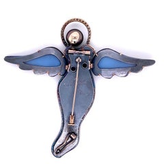 18 Karat White Gold and Sterling Silver Angel Brooch and Earring Jackets