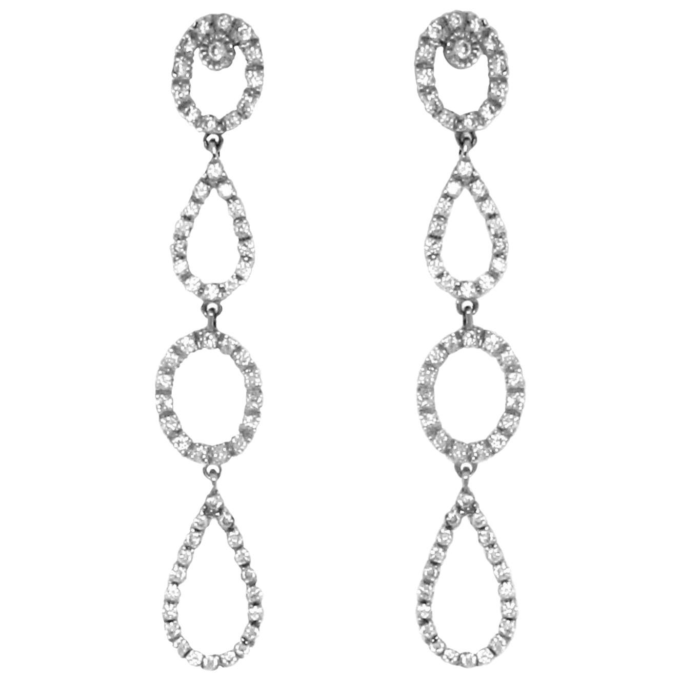 White 18 Karat Gold and Diamond Earrings For Sale at 1stDibs