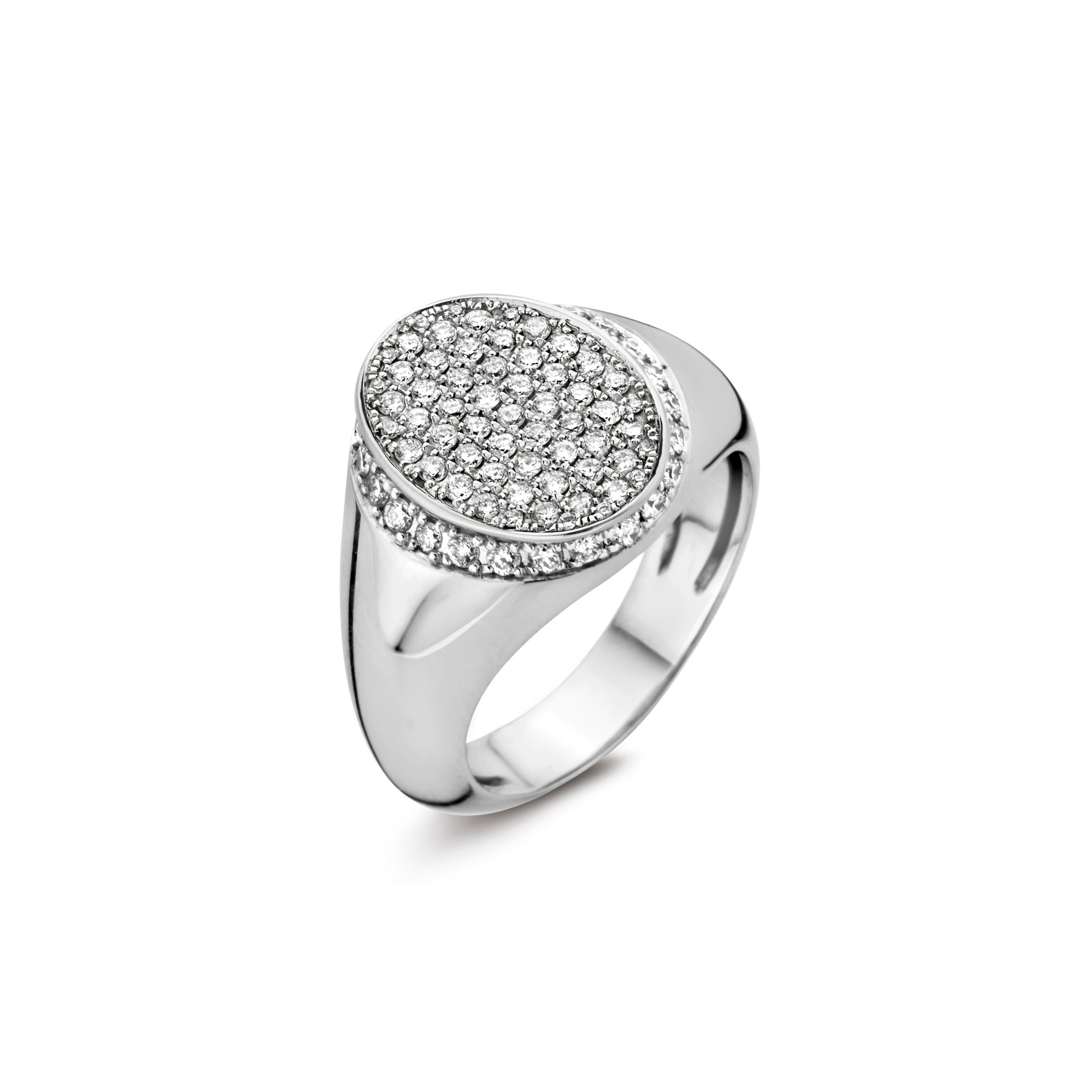 white gold diamond signet ring