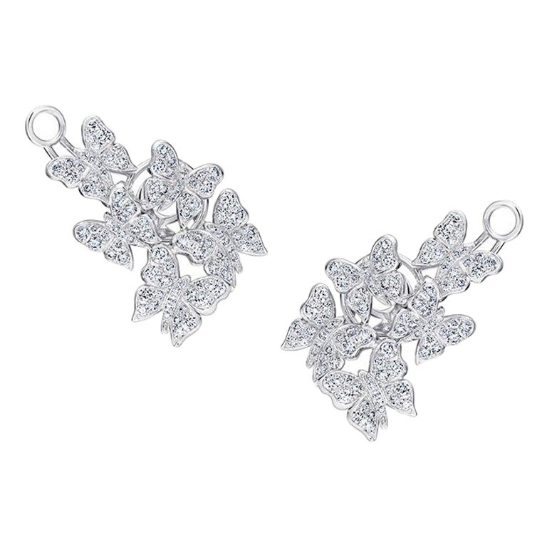 Orecchini a farfalla in oro bianco 18 carati e diamanti bianchi