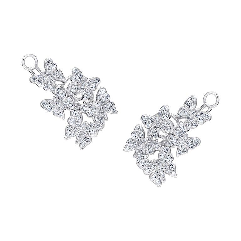 18 Karat White Gold and White Diamonds Butterfly Earrings For Sale