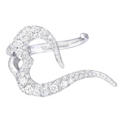 18 Karat White Gold and White Diamonds Heart Shaped Cocktail Ring