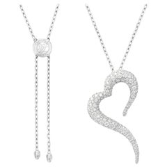 18 Karat White Gold and White Diamonds Heart Shaped Pendant