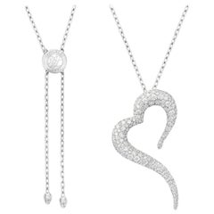 18 Karat White Gold and White Diamonds Heart Shaped Pendant