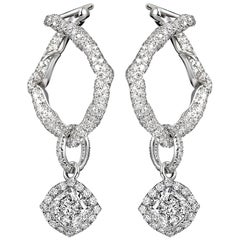 18 Karat White Gold and White Diamonds Hoop Earrings