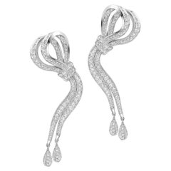 18 Karat White Gold and White Diamonds Ribbon Earrings