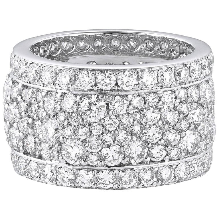 18 Karat White Gold and White Diamonds Wide Band Ring For Sale at 1stdibs