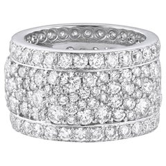 18 Karat White Gold and White Diamonds Wide Band Ring