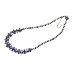 18 Karat White Gold Antique Sapphire Necklace AGL Certified