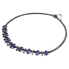 18 Karat White Gold Antique Sapphire Necklace AGL Certified