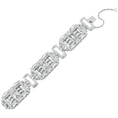 18 Karat White Gold Antique Style Diamond Bracelet