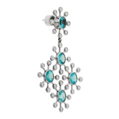 18 Karat White Gold Apatite and Diamond Earrings
