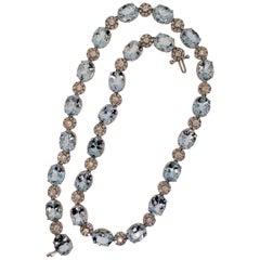 18 Karat White Gold, Aquamarine 
51.60 Carat
, Diamond 
5.31 Carat
 Necklace
