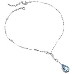 18 Karat White Gold Aquamarine and Diamond Necklace