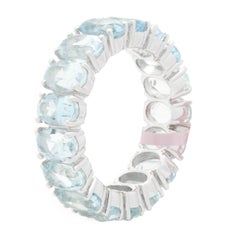 14 Karat White Gold Aquamarine Eternity Band