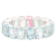 14 Karat White Gold Aquamarine Eternity Band