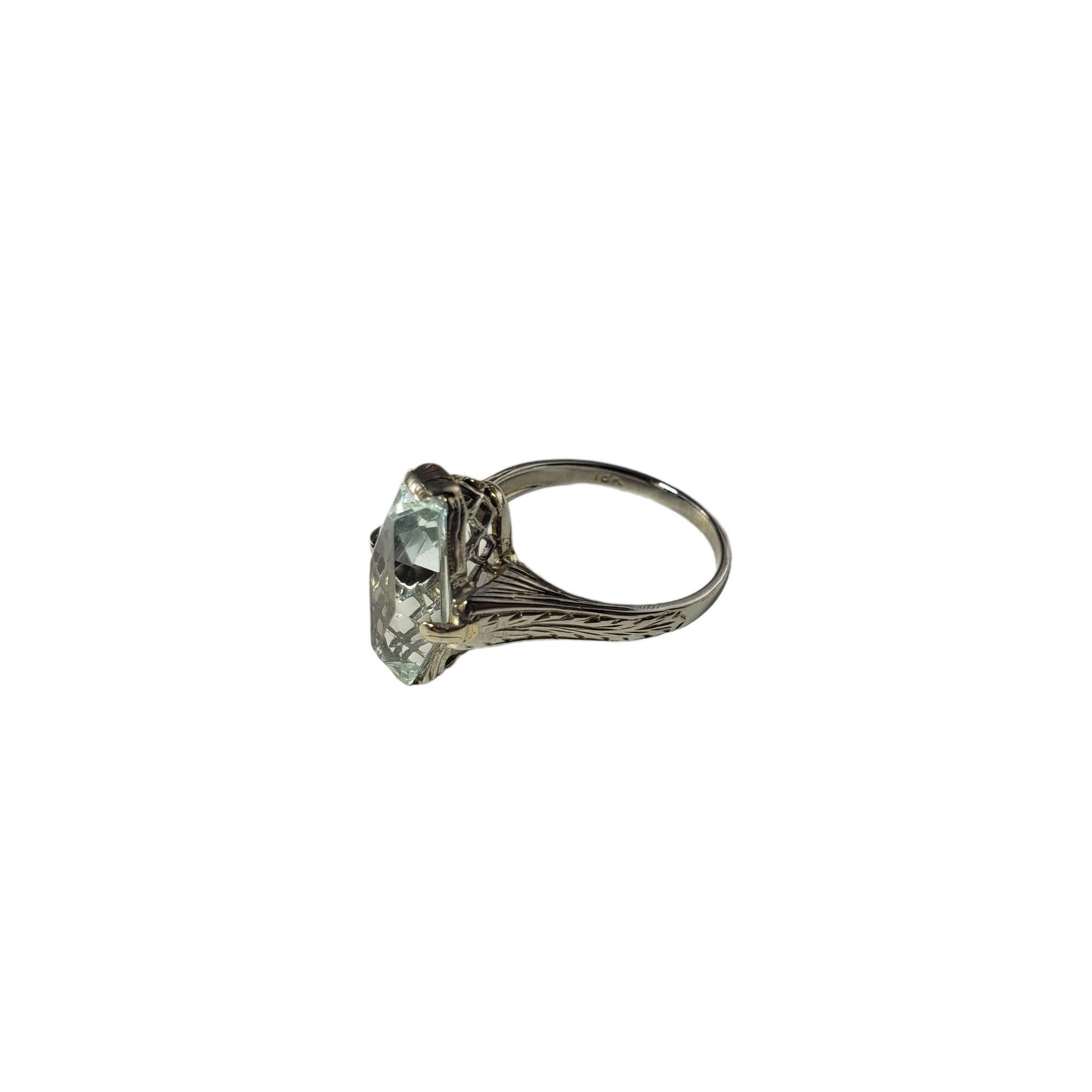 Marquise Cut 18 Karat White Gold Aquamarine Ring #14037 For Sale