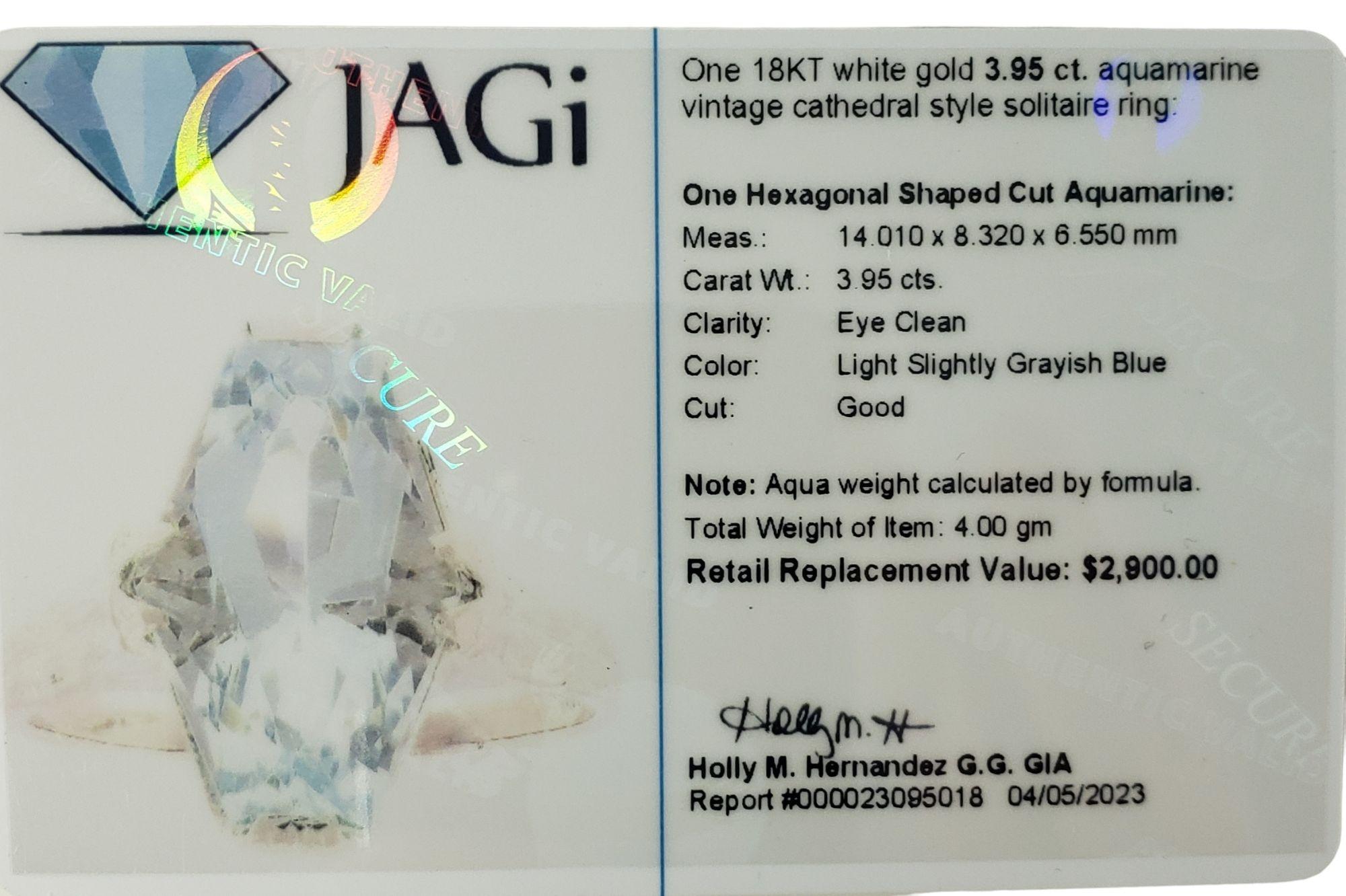 18 Karat White Gold Aquamarine Ring Size 5.5 #14216 For Sale 1