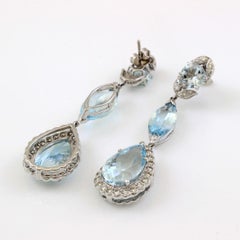 18 Karat White Gold Aquamarine Teardrop Earrings