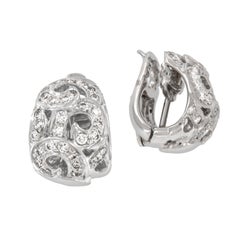 18 Karat White Gold Arabesque Collection Diamond Hoop Earrings by Gemveto
