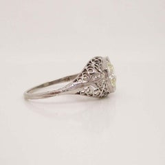 18 Karat White Gold Art Deco 1920 Filigree Diamond Engagement Ring