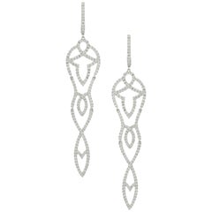 18 Karat White Gold Art Deco Style Drop Diamond Fashion Earrings 3/8 Carat