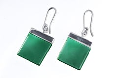 Eighteen Karat White Gold Art Deco Style Earrings by Artist with Green Quartz