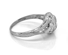 18 Karat White Gold Art Deco Engagement Ring .15 Carat Diamond