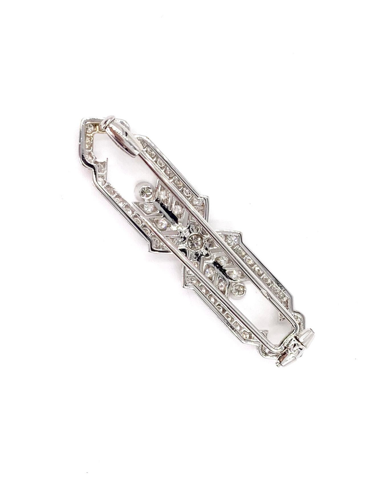 18 Karat White Gold Art Deco Inspired Arrow Brooch In Excellent Condition In Pikesville, MD