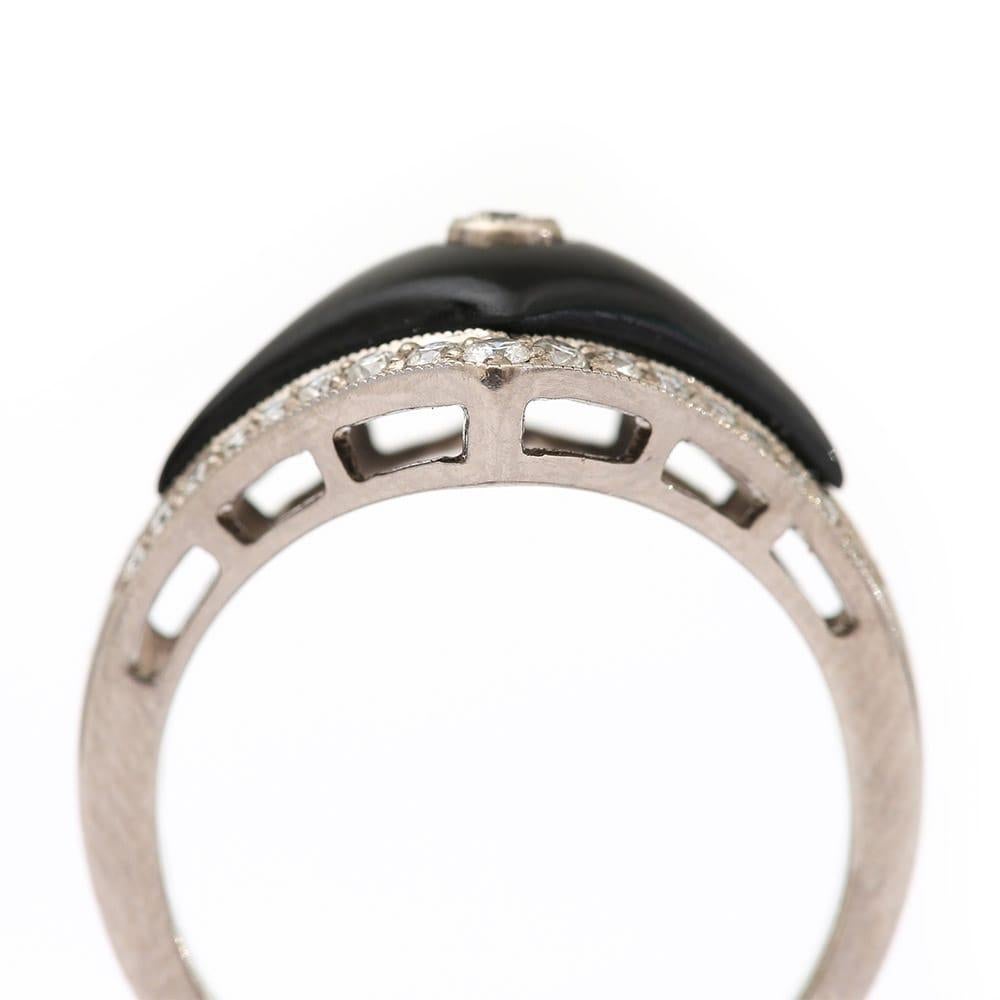 Women's Art Deco Style 0.35ct Diamond and Onyx 18 Karat White Gold Ring