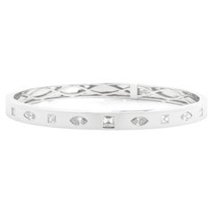 18 Karat White Gold Asscher and Marquise Cut Diamond Bangle Bracelet