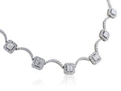 18 Karat White Gold Asscher Cut 5.94 Carat Diamond Choker Necklace