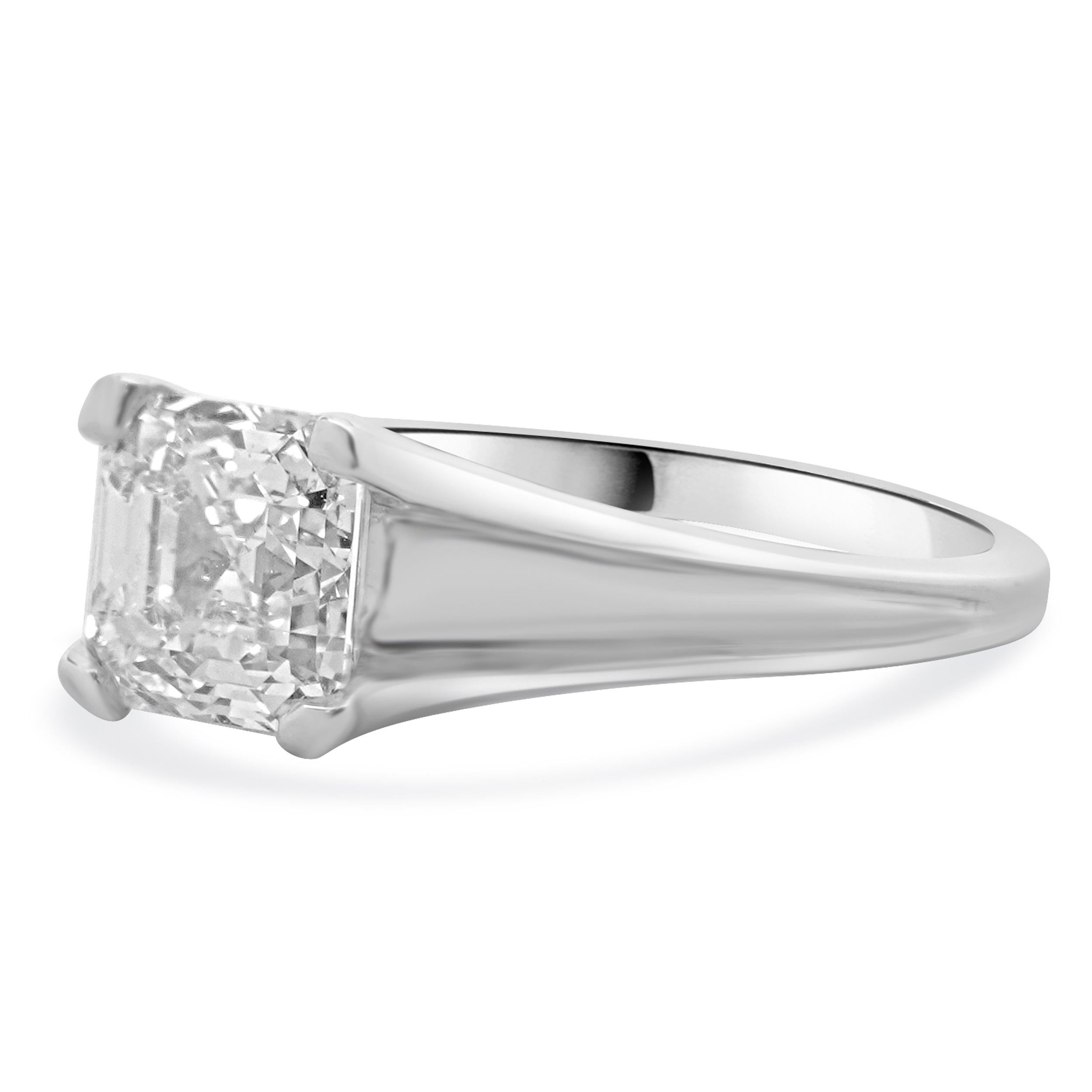 18 Karat White Gold Asscher Cut Diamond Engagement Ring In Excellent Condition For Sale In Scottsdale, AZ