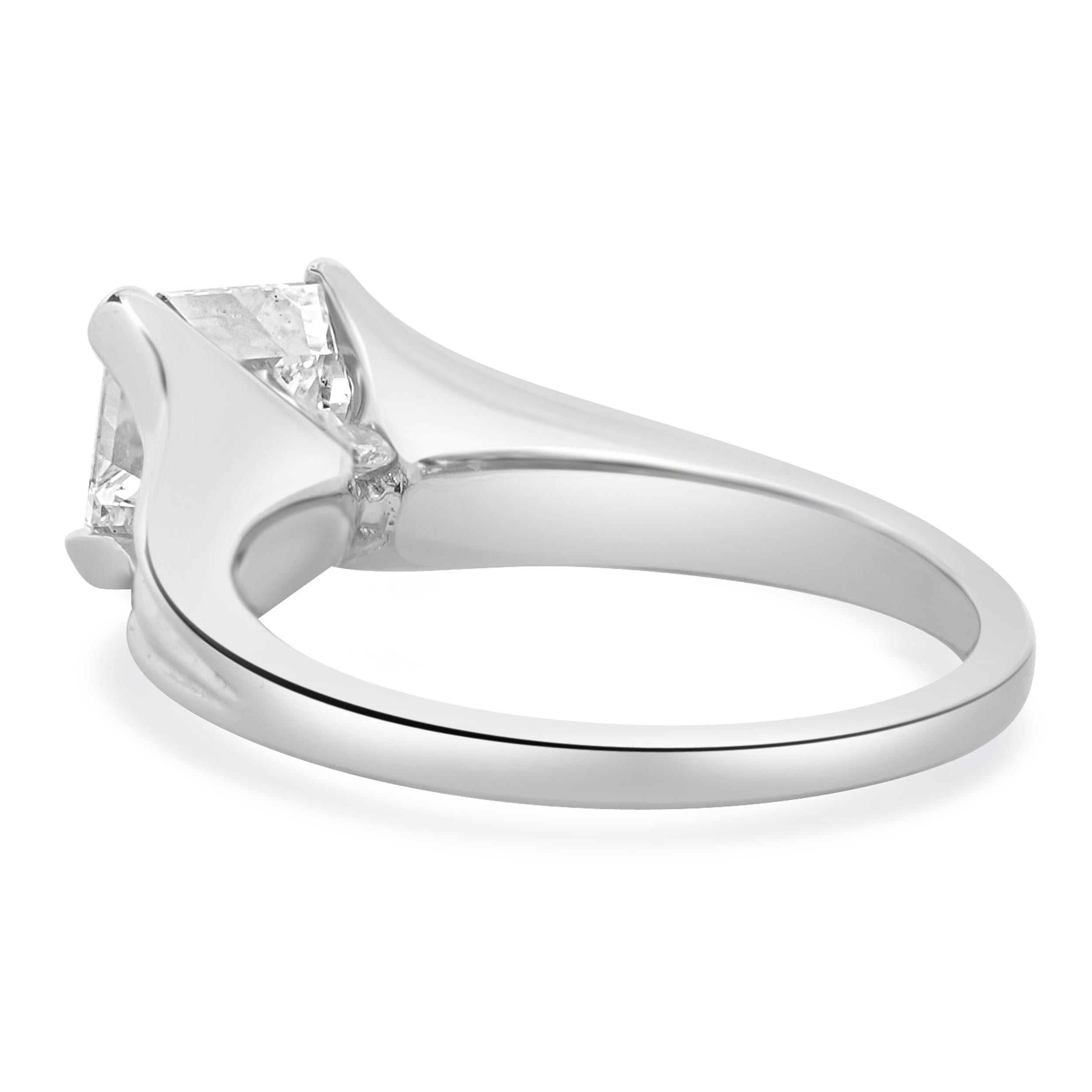 Women's 18 Karat White Gold Asscher Cut Diamond Engagement Ring For Sale